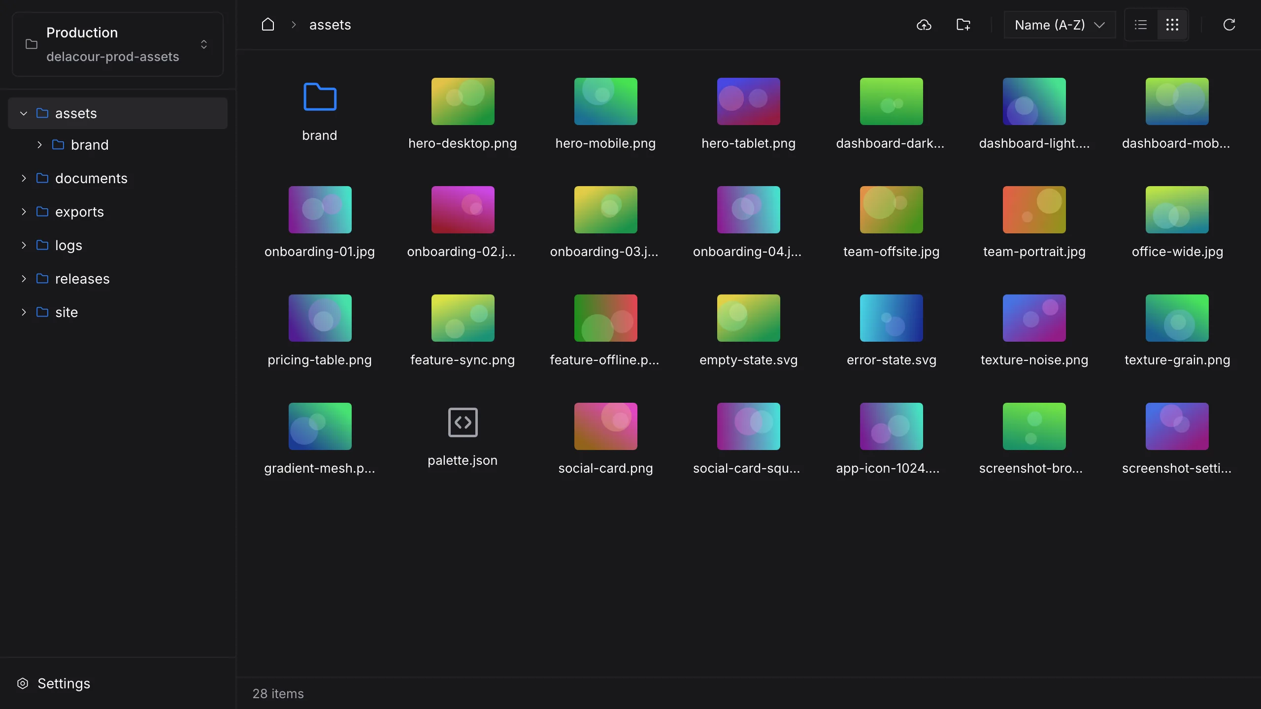 Nimbus grid view showing a folder of image thumbnails